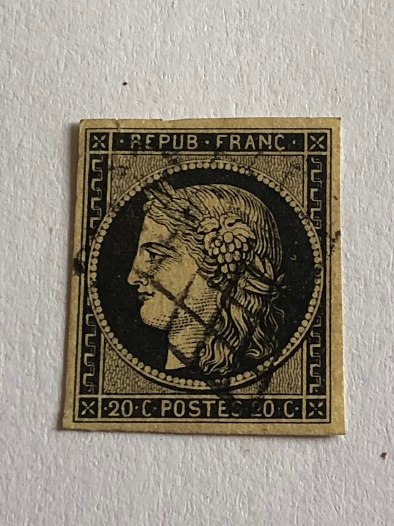 Nummer 3 van France Ceres 1850 heeft de grid geannuleerd, Gestempeld