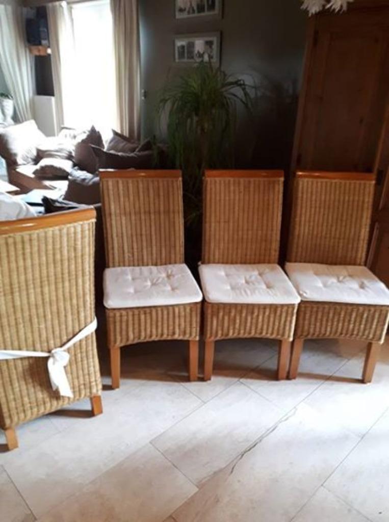 4 rieten stoelen, Ophalen, Bruin, Riet of Rotan, Zo goed als nieuw