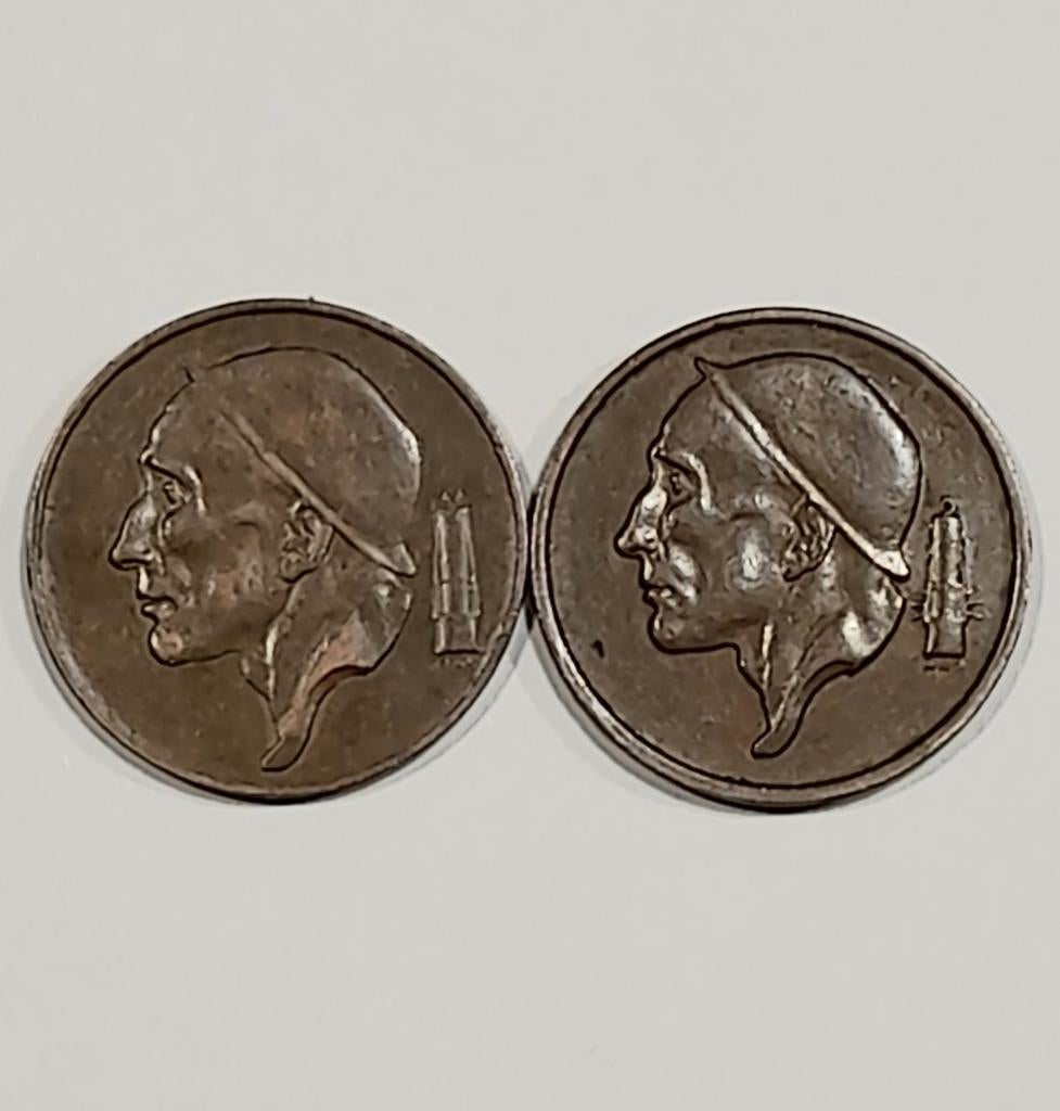 2 x 50 centiem Monetair Brons type Mijnwerker      (854), Postzegels en Munten, Ophalen of Verzenden, Brons