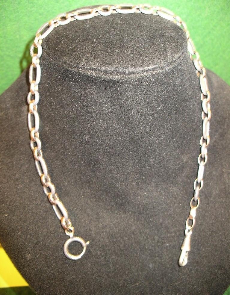 CHAINE DE MONTRE/COLLIER ARGENT NIELLE/POINCON SUR FERMOIR, Enlèvement ou Envoi, Utilisé, Argent, Argent