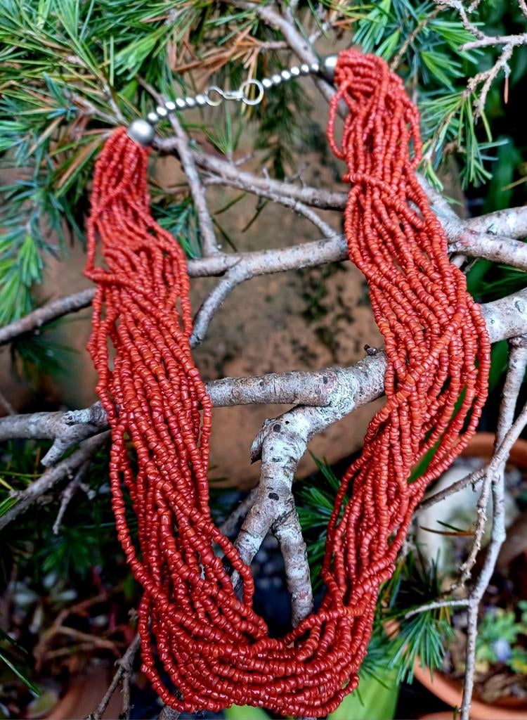 Collier rouge ethnique vintage, Enlèvement ou Envoi