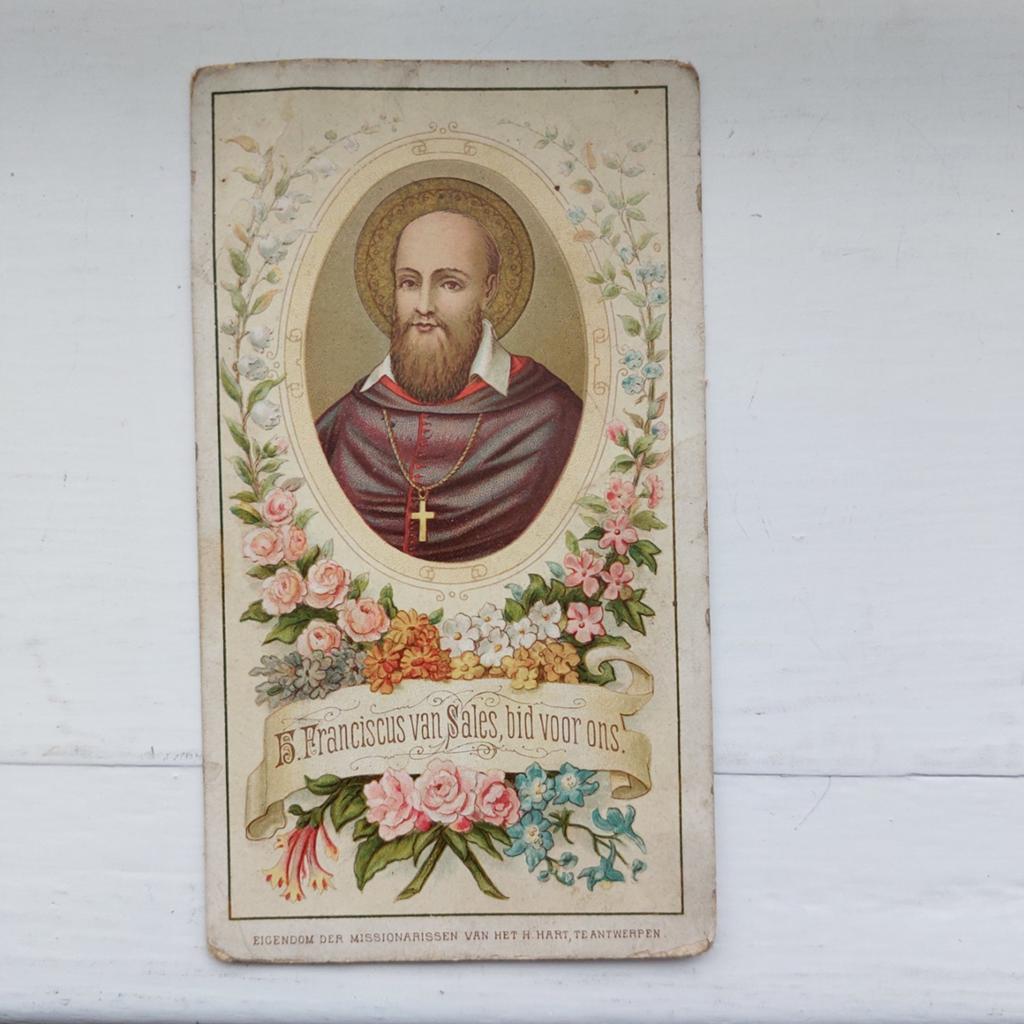 Oud bidprentje H. Franciscus van Sales, Verzamelen, Ophalen of Verzenden, Bidprentje