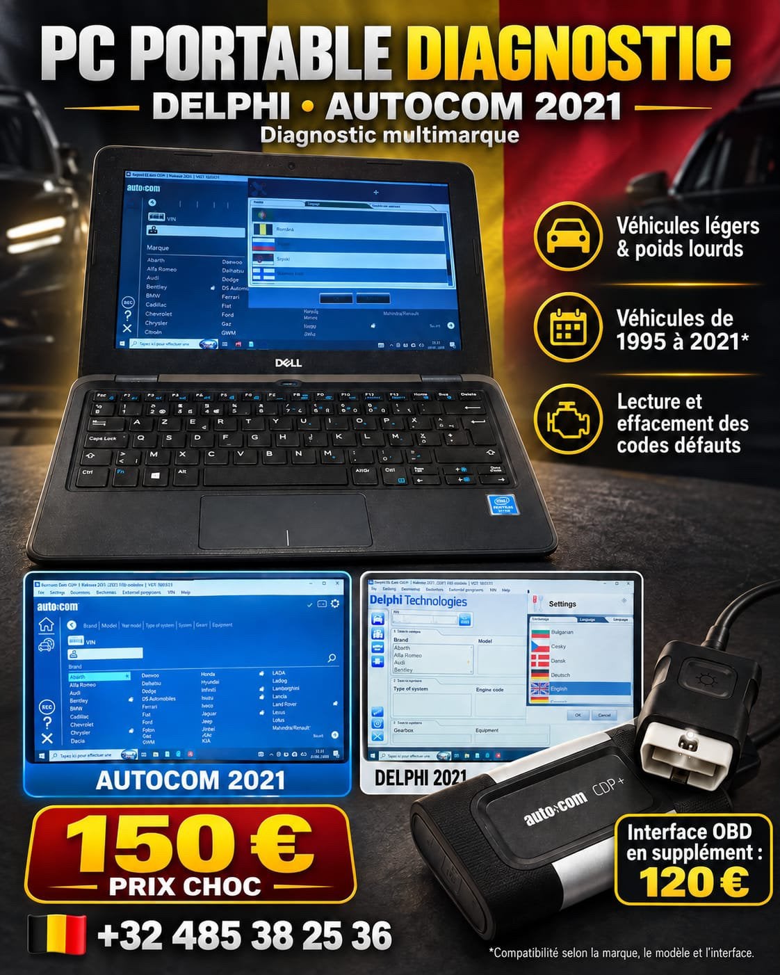 Pc diagnostique autocom delphi 2021, Enlèvement ou Envoi