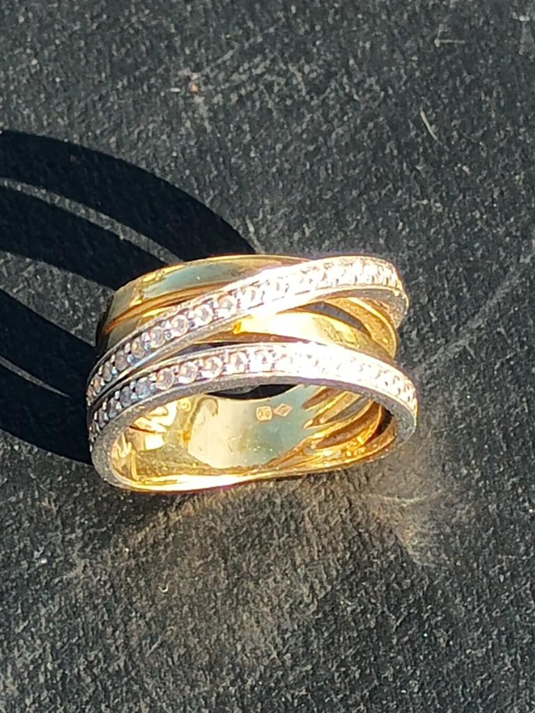 Bague en Or Jaune et Blanc avec Pierres, Bijoux, Sacs & Beauté, Bagues, Neuf, Or, Jaune, 20 ou plus grands