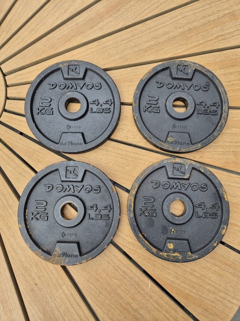Domyos Thuisgym pakket (Halters, halterschijven, kttlebell, Sport en Fitness, Verzenden, Gebruikt, Halterschijven