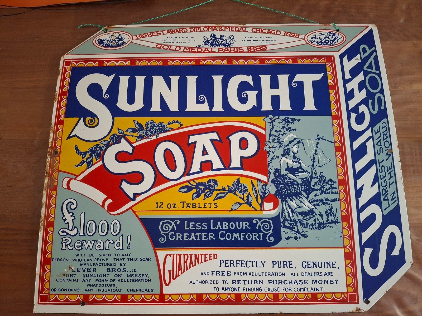 emaille bord Sunlight jaren 60, Ophalen of Verzenden, Gebruikt, Reclamebord