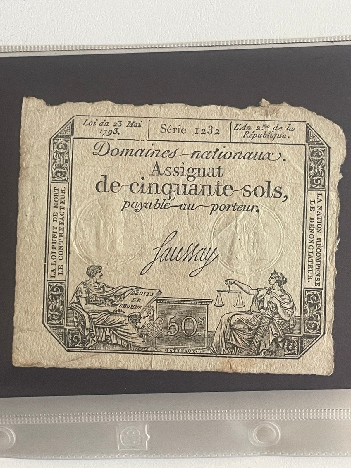 Notes de 1792 et 1793, Enlèvement