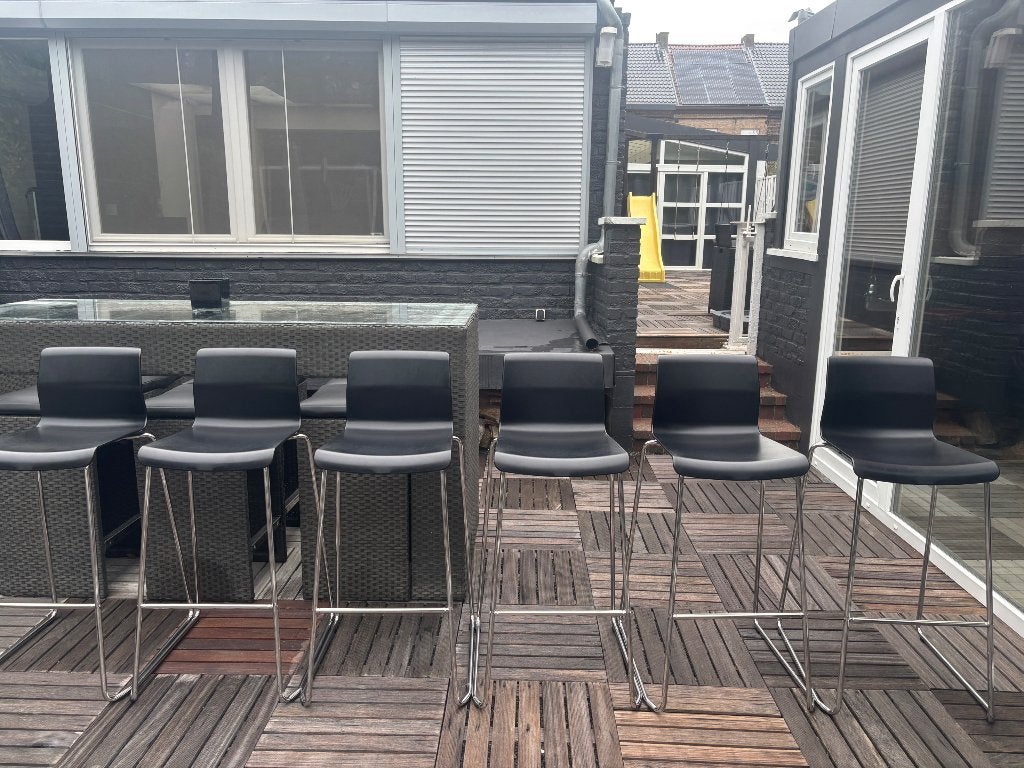 6 tabourets de bar GLENN noir  IKEA. Assise 76 cm, Maison & Meubles, Avec repose-pieds, Comme neuf, Enlèvement, Métal