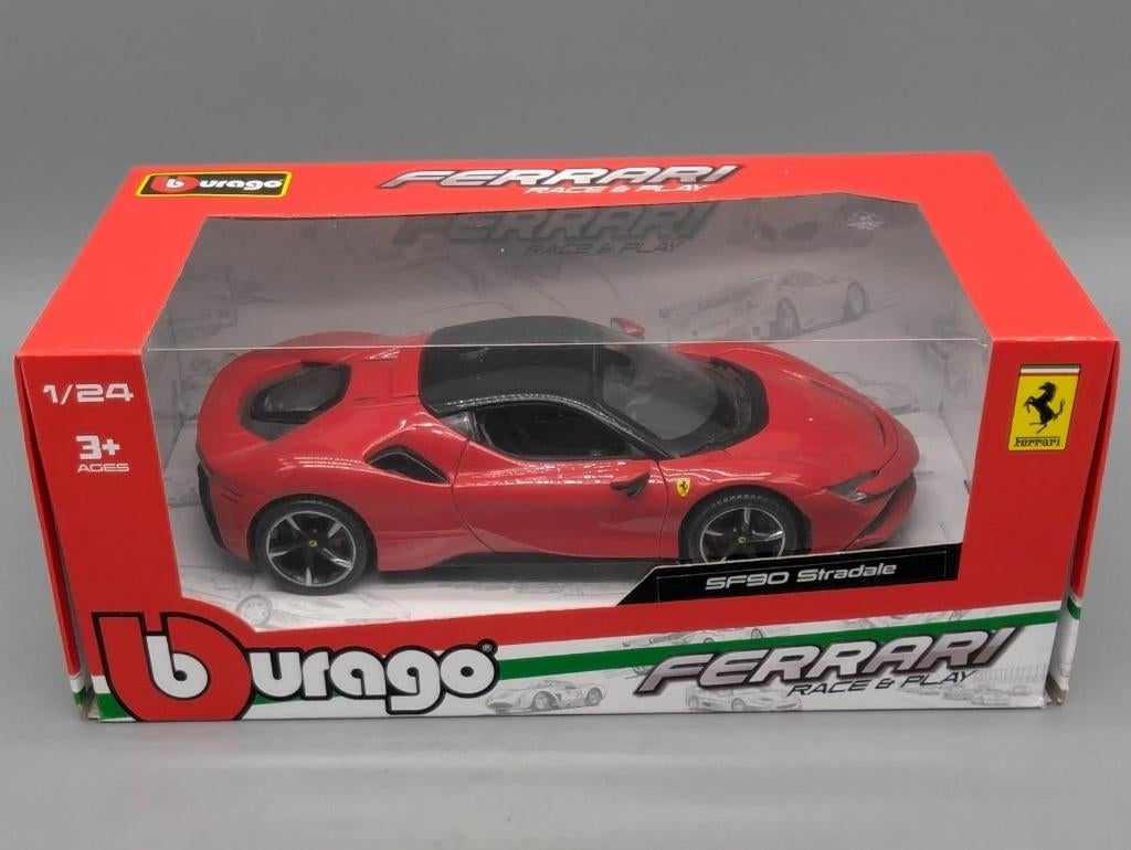 1:24 Bburago 18-26028 Ferrari SF90 Stradale rood, Hobby en Vrije tijd, Modelauto's | 1:24, Zo goed als nieuw, Auto, Burago, Ophalen of Verzenden