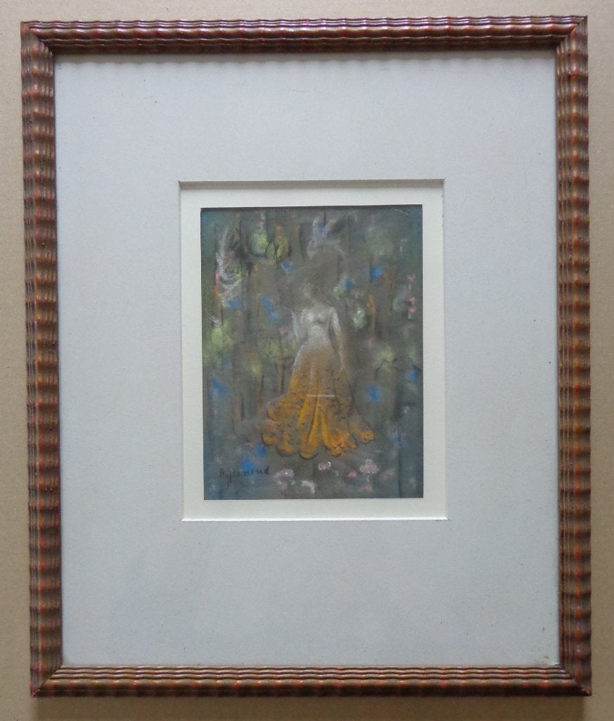 ROBERT GEENENS / MEISJE / ORIGINEEL WERK / 48x40cm / KADER, Antiquités & Art, Pastel, Enlèvement ou Envoi, Figures, Papier/carton