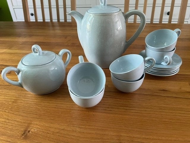 Service à café/thé bleu ciel - Moulin des Loups Hamage, Vintage, Enlèvement, Utilisé, Porcelaine