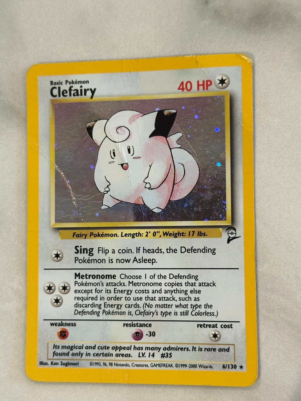 Pokémon Clefairy Holo 6/130 Base Set 2 – vintage, Enlèvement ou Envoi, Comme neuf