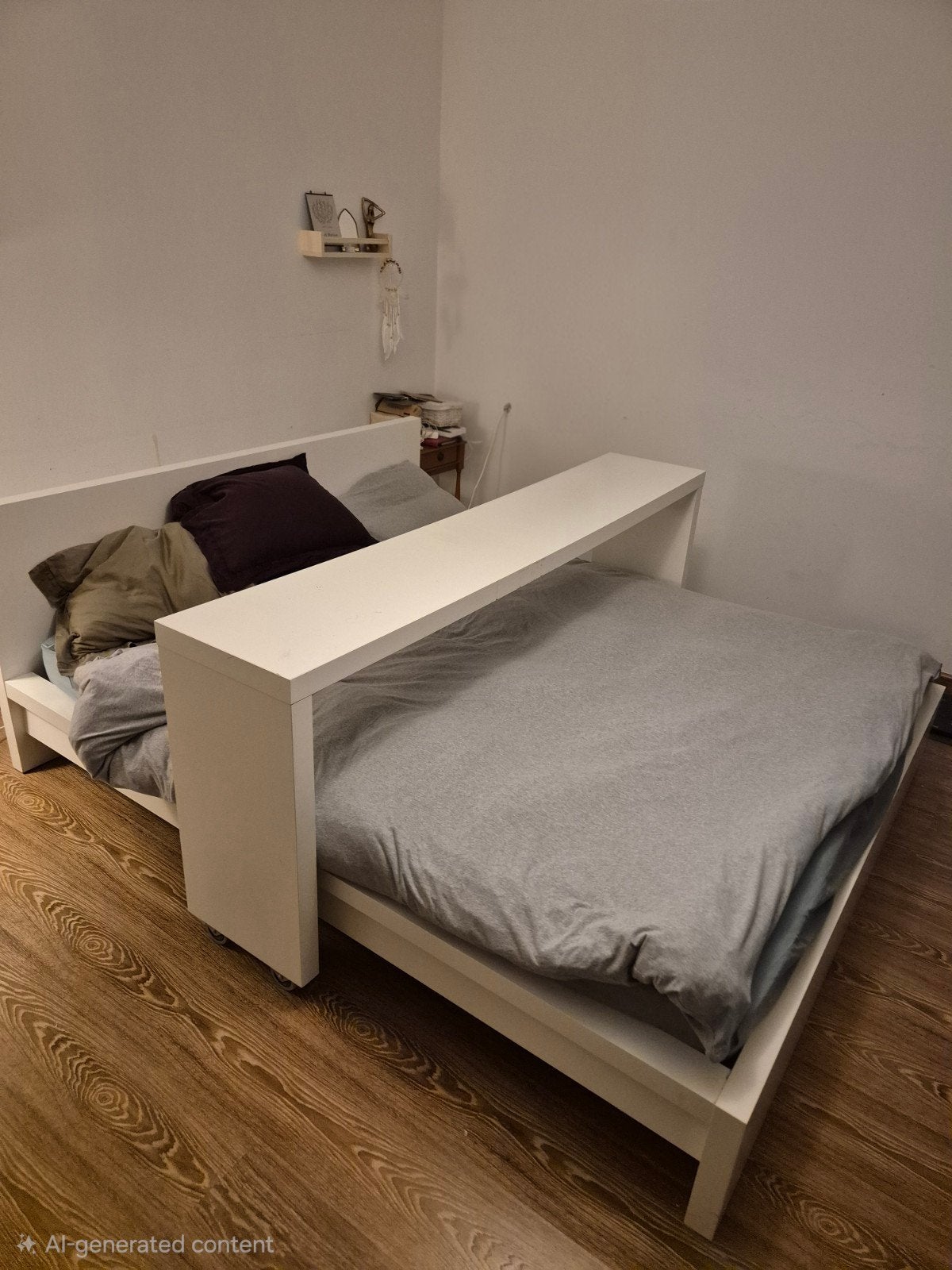 Lit IKEA MALM 160x200 + table coulissante + 2 sommiers SULTA, Enlèvement, Blanc, 200 cm