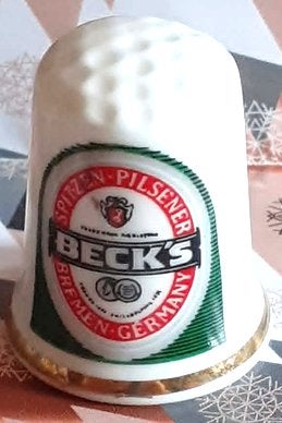 dés a coudre de collection publicitaire beck's, Ophalen of Verzenden, Zo goed als nieuw, Porselein