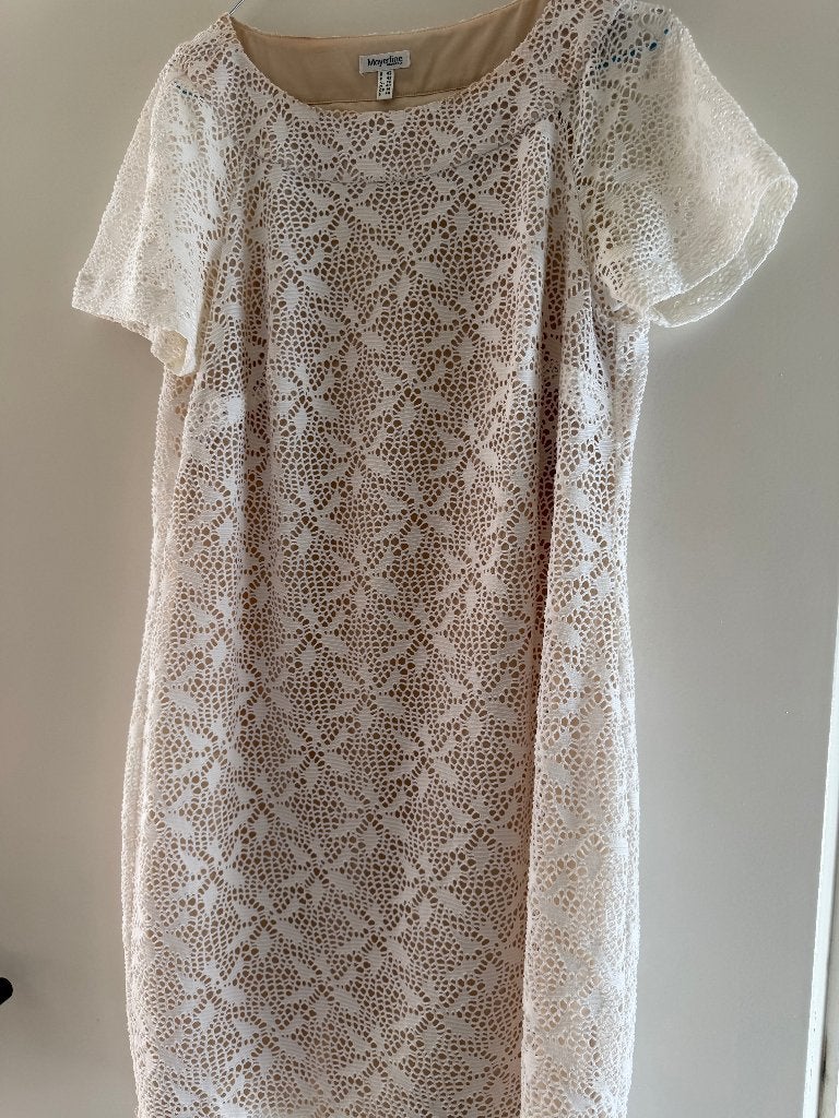 Ensemble robe d’été en dentelle + veste assortie, Taille 42/44 (L), Mayerline, Beige, Porté