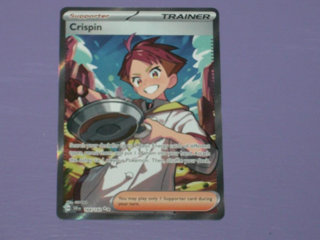 Blinkende supporter pokémonkaart: crispin., Hobby en Vrije tijd, Ophalen of Verzenden, Nieuw, Losse kaart