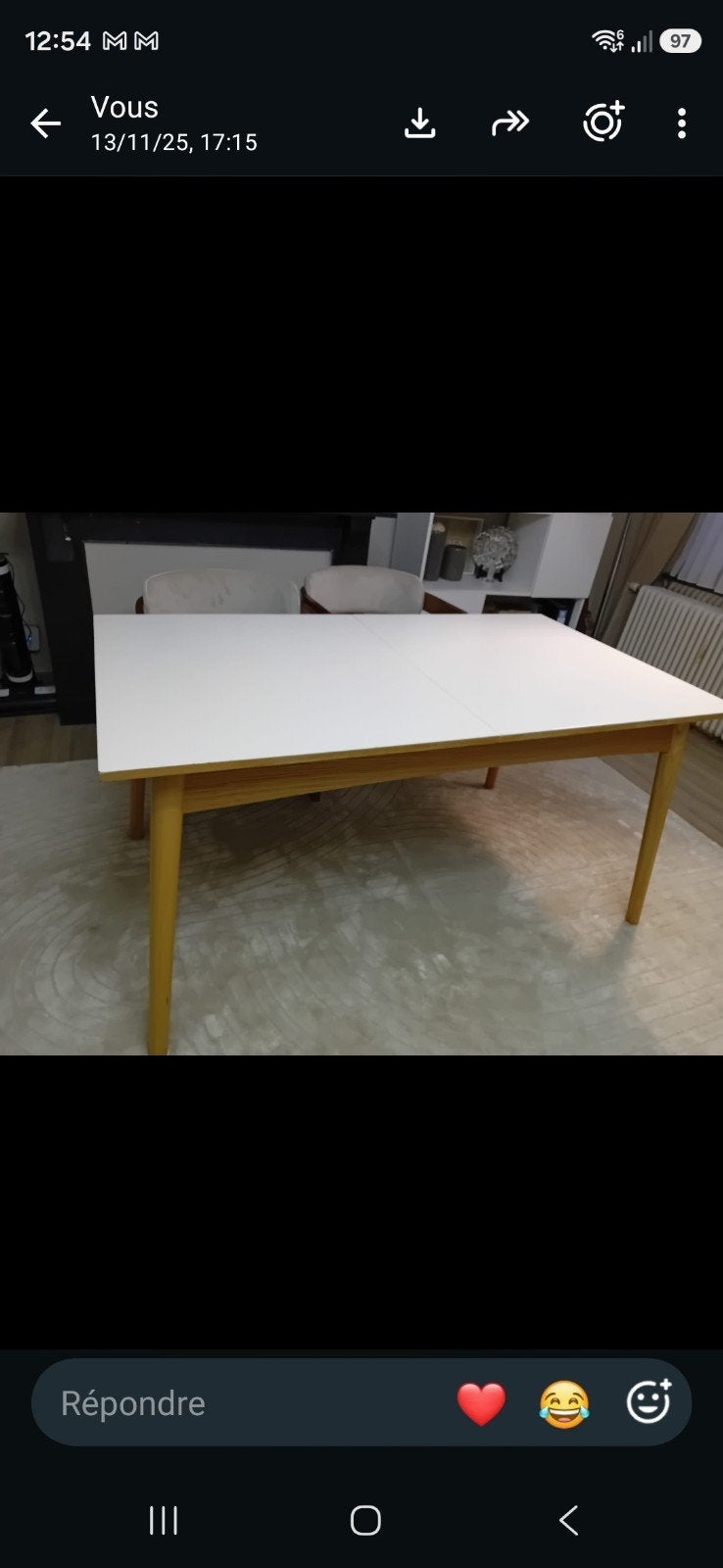 table a manger blanche extensible, Enlèvement