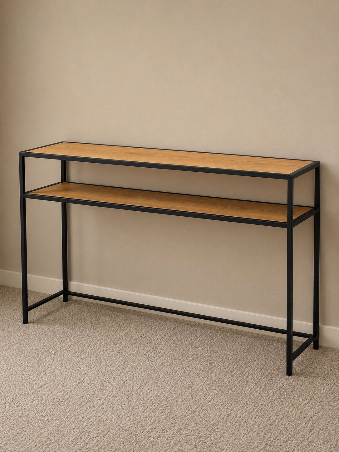 Industriële sidetable / consoletafel met dubbel blad -, Ophalen, Zo goed als nieuw, Metaal