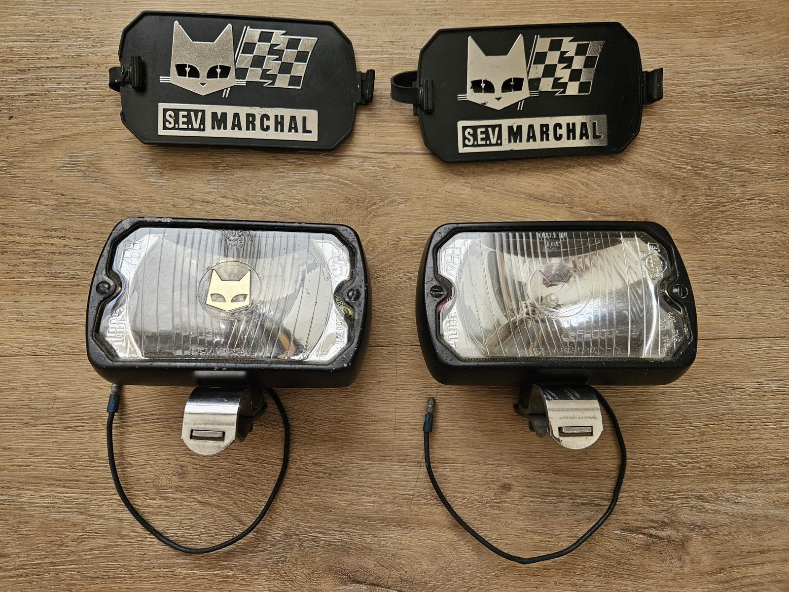 Set Vintage SEV Marchal 750 / 759 Lampen + Originele Kappen, Auto-onderdelen, Ophalen of Verzenden, Gebruikt