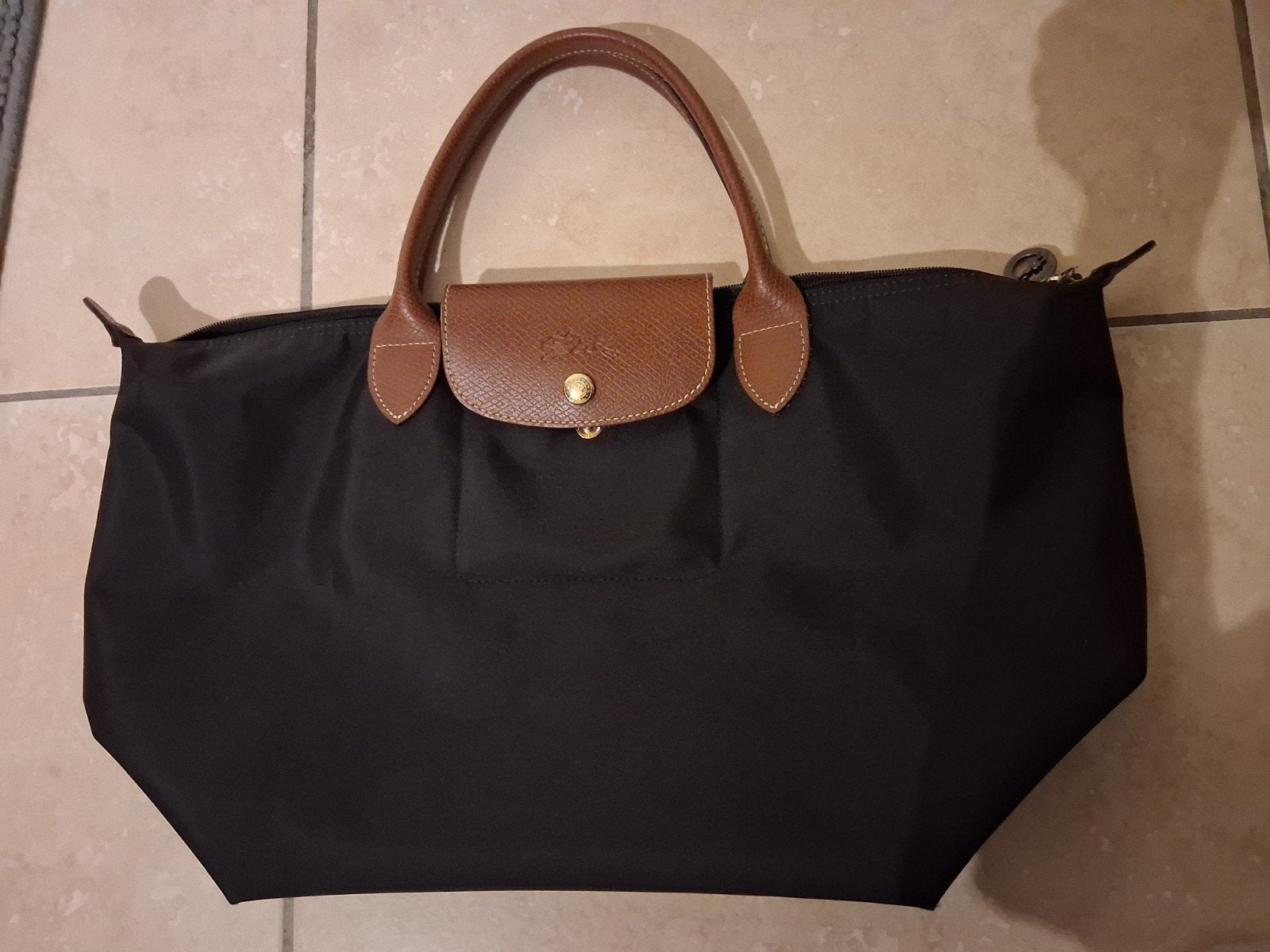 Longchamp opvouwbare zwarte tas maat M, Handtassen en Accessoires, Ophalen of Verzenden, Zwart
