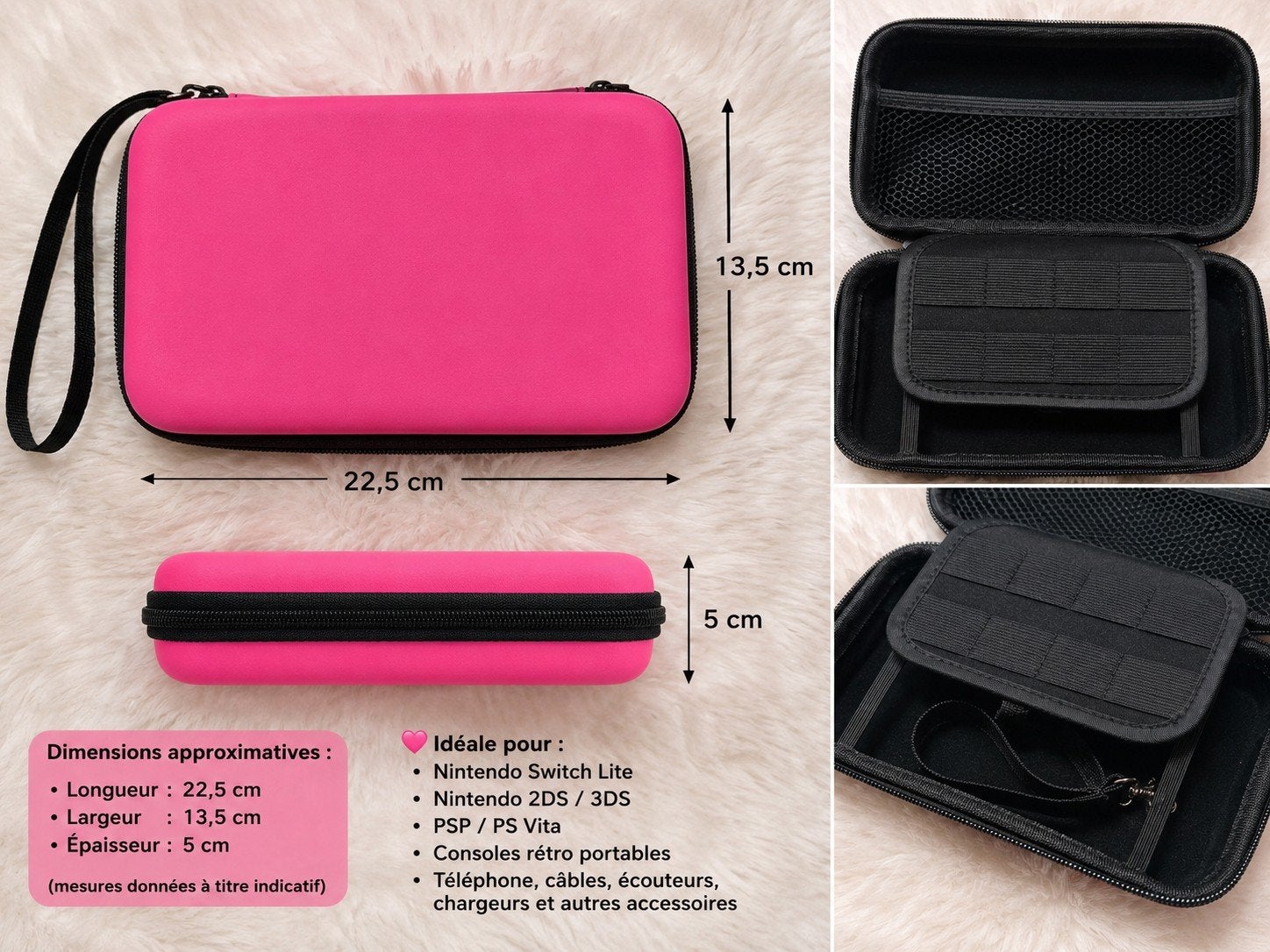 Mallette de rangement rigide rose – état neuf, Enlèvement, Neuf, 3DS