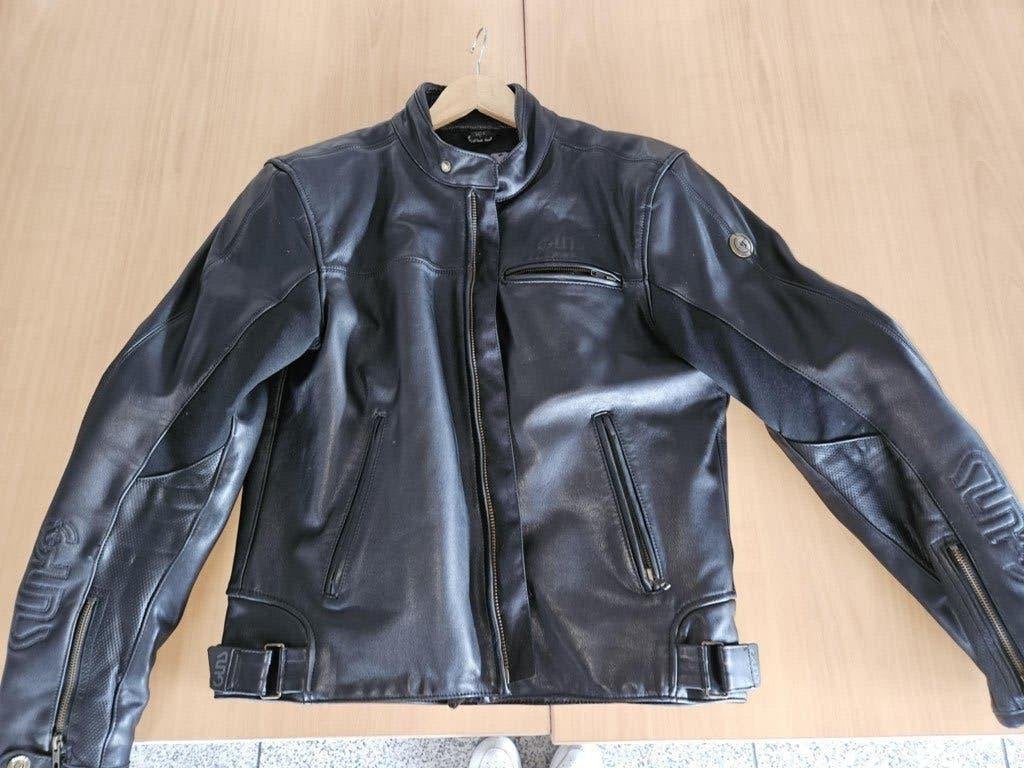 Veste moto blouson en cuir TAILLE L, Ophalen, Tweedehands, Dames, Jas | leer