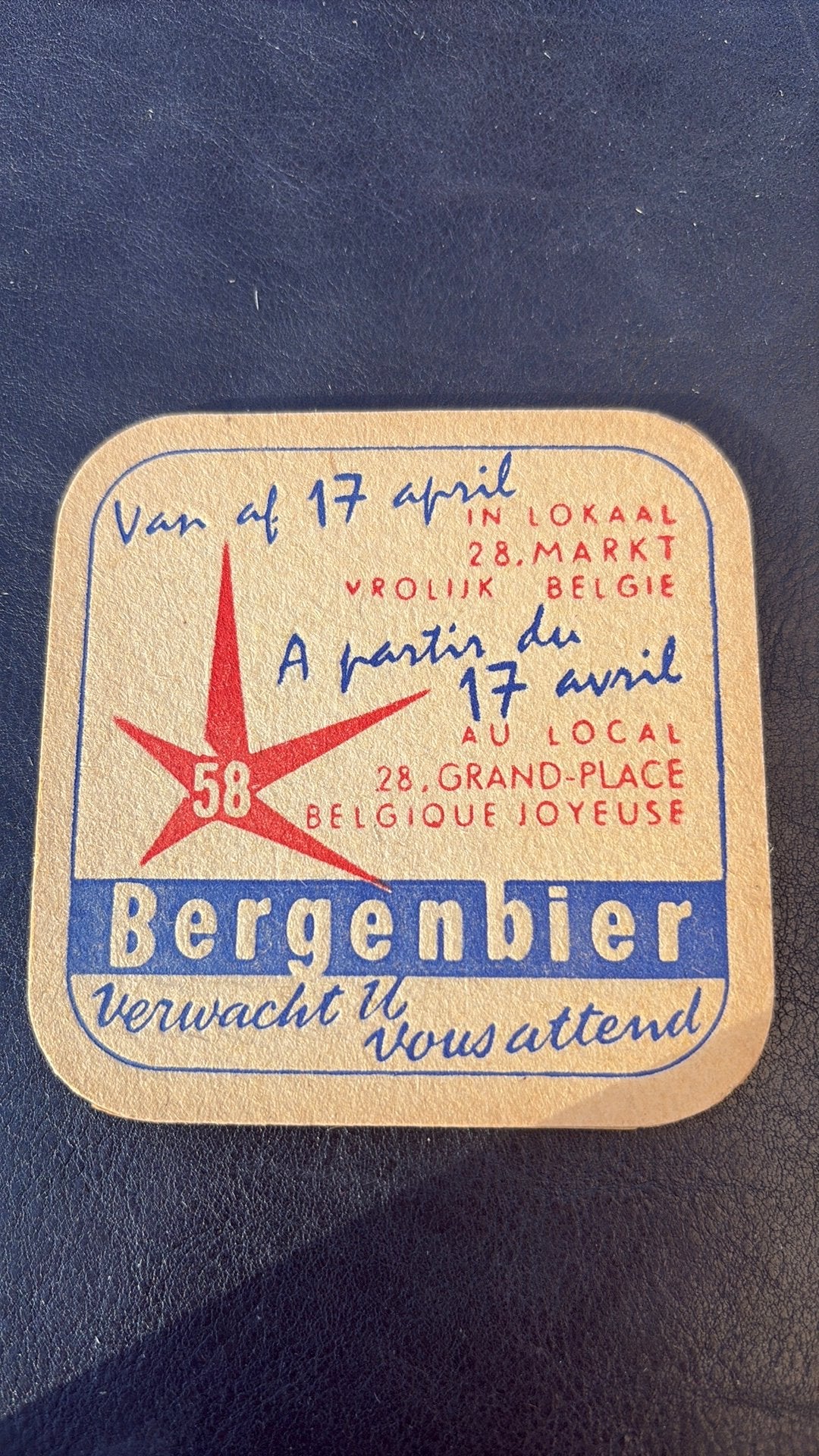 Bergenbier Expo 58 regto/verso Aalst. 8,4cm, Ophalen of Verzenden, Zo goed als nieuw