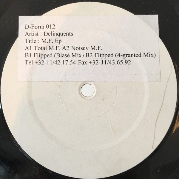 Delinquents - M.F. EP, 12 pouces, House, Enlèvement ou Envoi, Utilisé