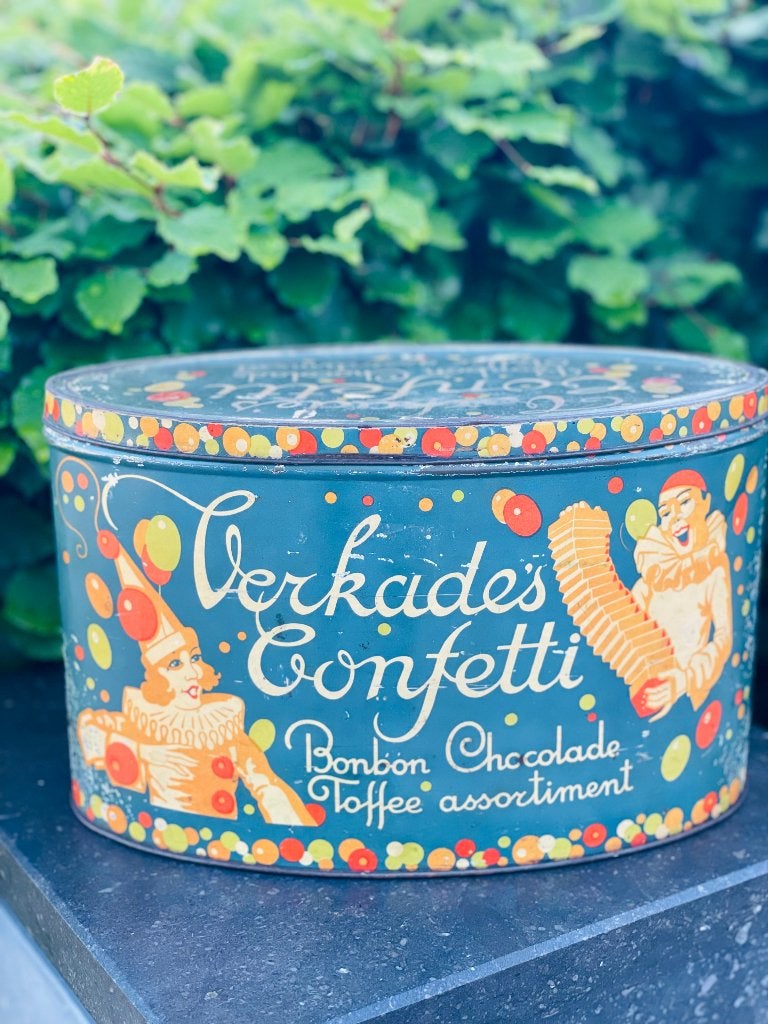 Antieke blikken doos Verkade snoepjes art deco, Verzamelen, Ophalen, Verkade