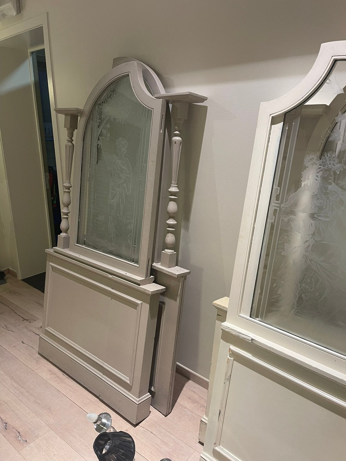 Afscheiding hout met glas 4 stuks, Ophalen