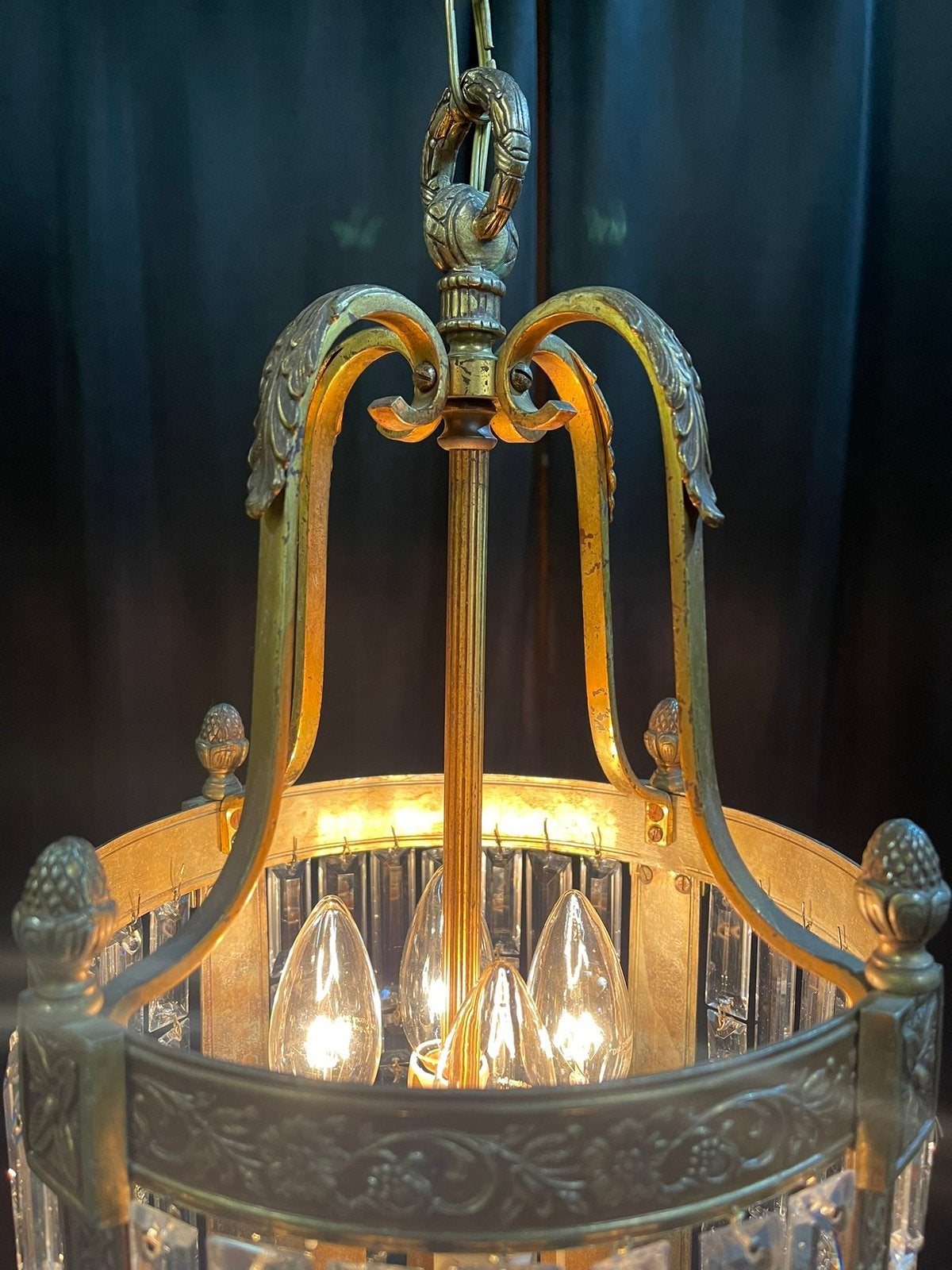 Zeldzame Bronzen lantaarn met kristal !, Antiek en Kunst, Ophalen