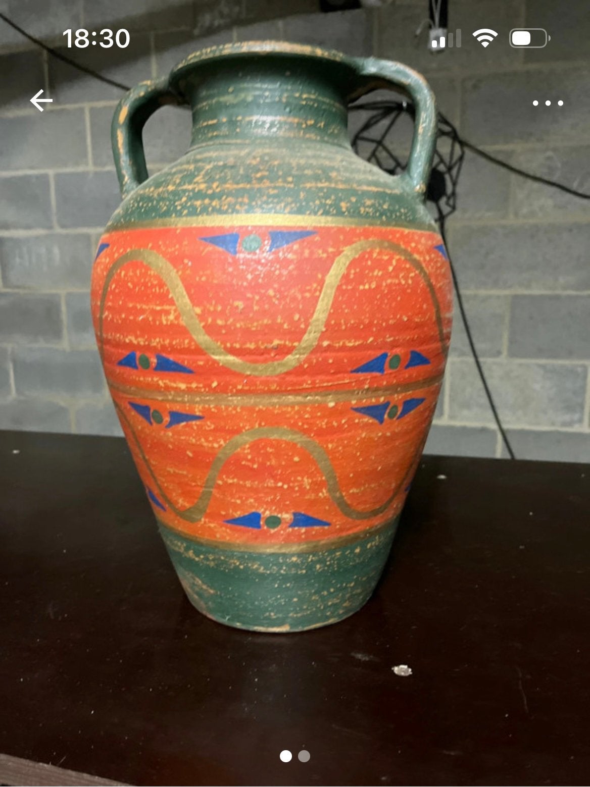 Hoge terracotta vintage vaas hoogte 40 cm, Enlèvement ou Envoi