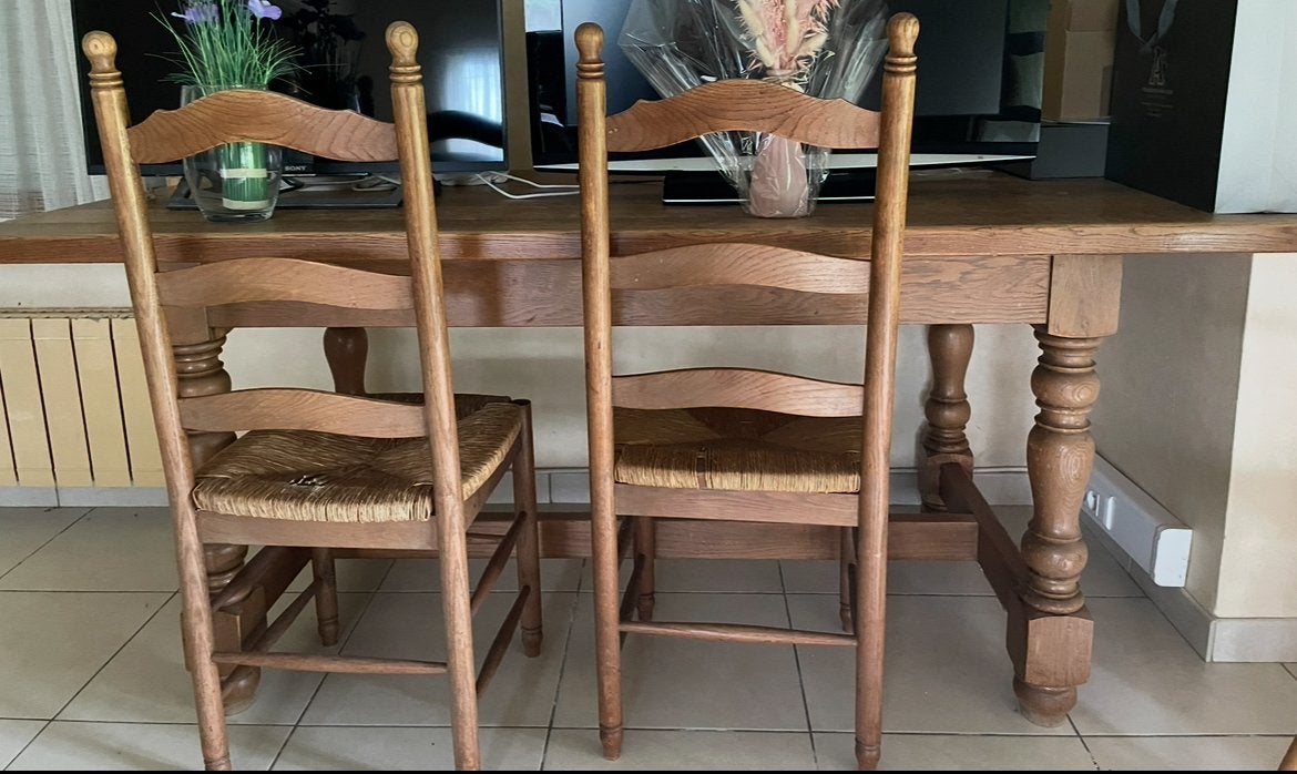 Tafel met zes stoelen, Huis en Inrichting, Ophalen of Verzenden, Zo goed als nieuw