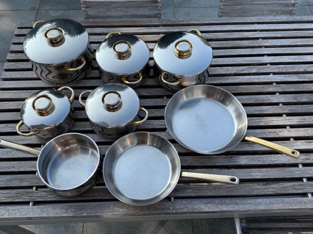 Demeyere kookpotten en kookpannen, Huis en Inrichting, Keuken | Potten en Pannen, Ophalen, Inox, Gebruikt, Keramische plaat