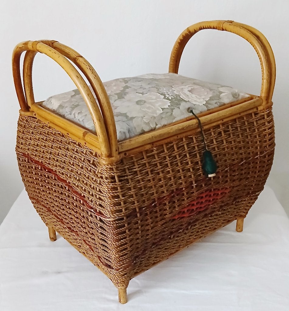 Vintage Rotan opberg mand / Krukje (Jaren 50/60)  € 50,, Antiek en Kunst, Ophalen