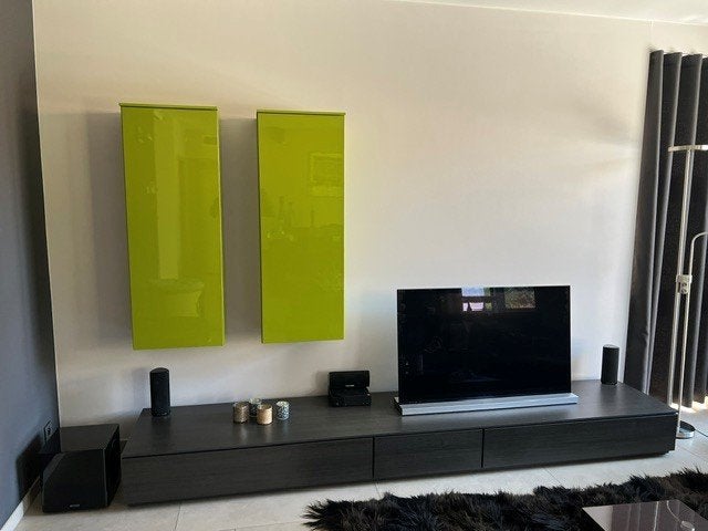 Modern TV meubel met optionele hangkasten, Huis en Inrichting, Kasten |Televisiemeubels, Ophalen, Gebruikt, 200 cm of meer, Minder dan 100 cm