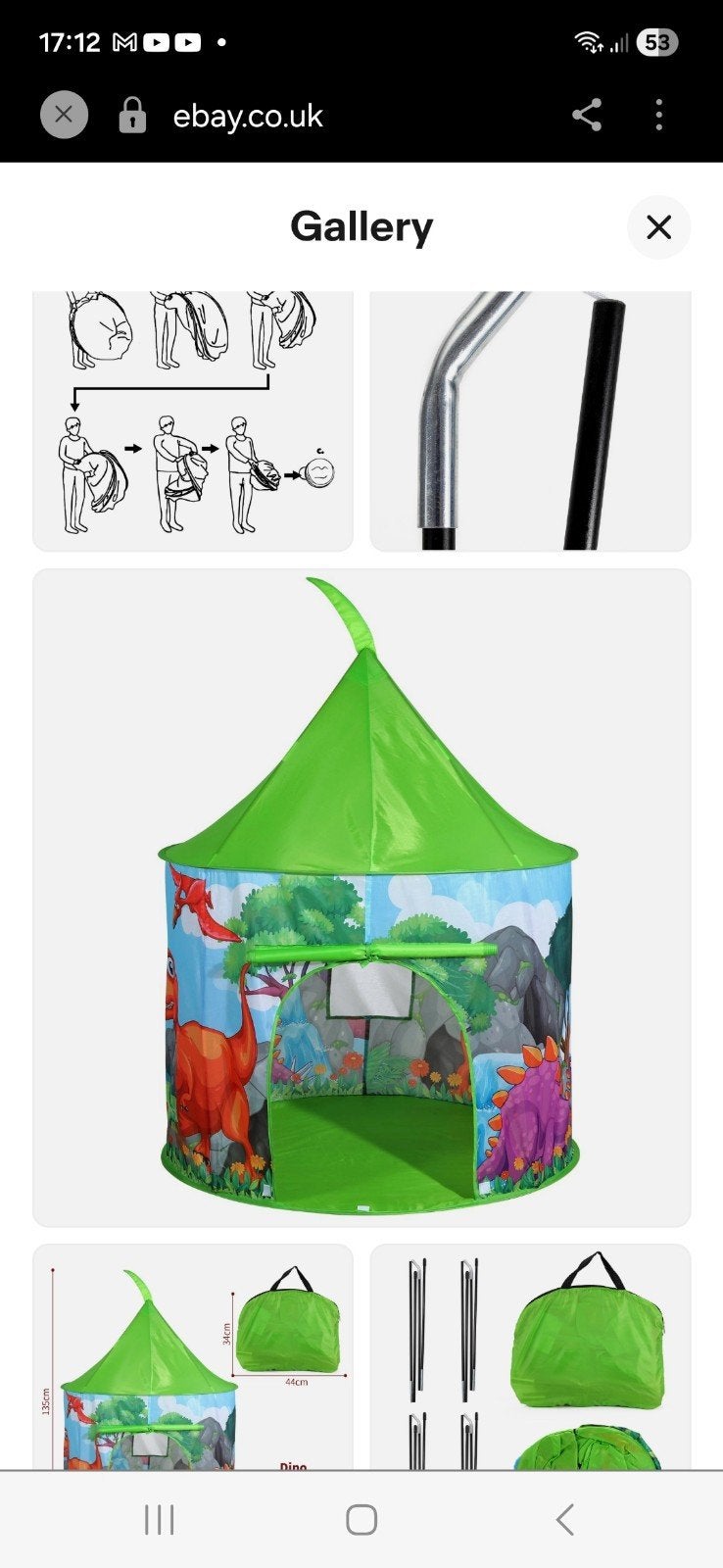 Ronde kindertent Dino (nieuw), Ophalen, Nieuw