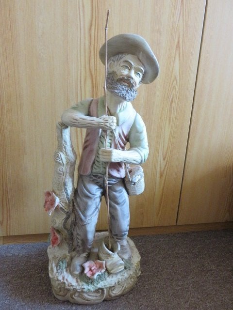 Statue pêcheur vintage 53cm de haut, Enlèvement, Utilisé, Humain