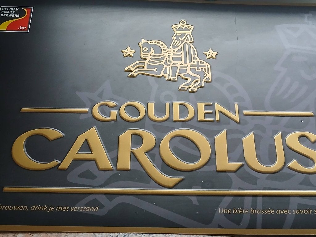 Plaque gouden Carolus 60x40 cm, Enlèvement ou Envoi, Utilisé, Panneau publicitaire