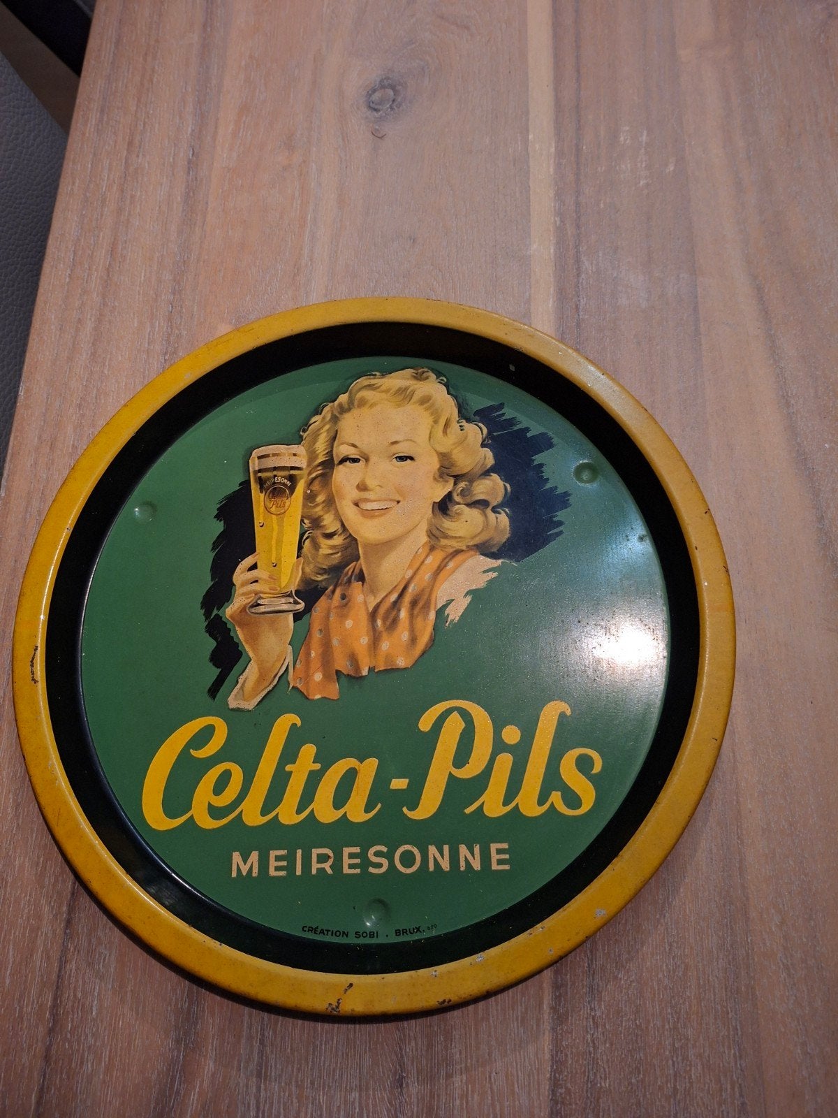 Magnifique plateau de Blik Celta - Pils Meiresonne, Collections, Enlèvement ou Envoi, Utilisé, Ustensile