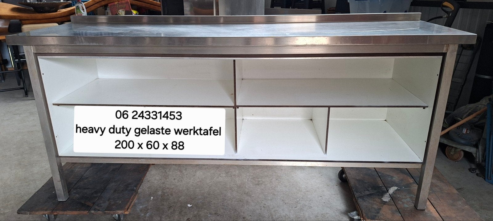 Zware kwaliteit rvs gelaste werktafel met opbergruimte, Huis en Inrichting, Ophalen, Zo goed als nieuw