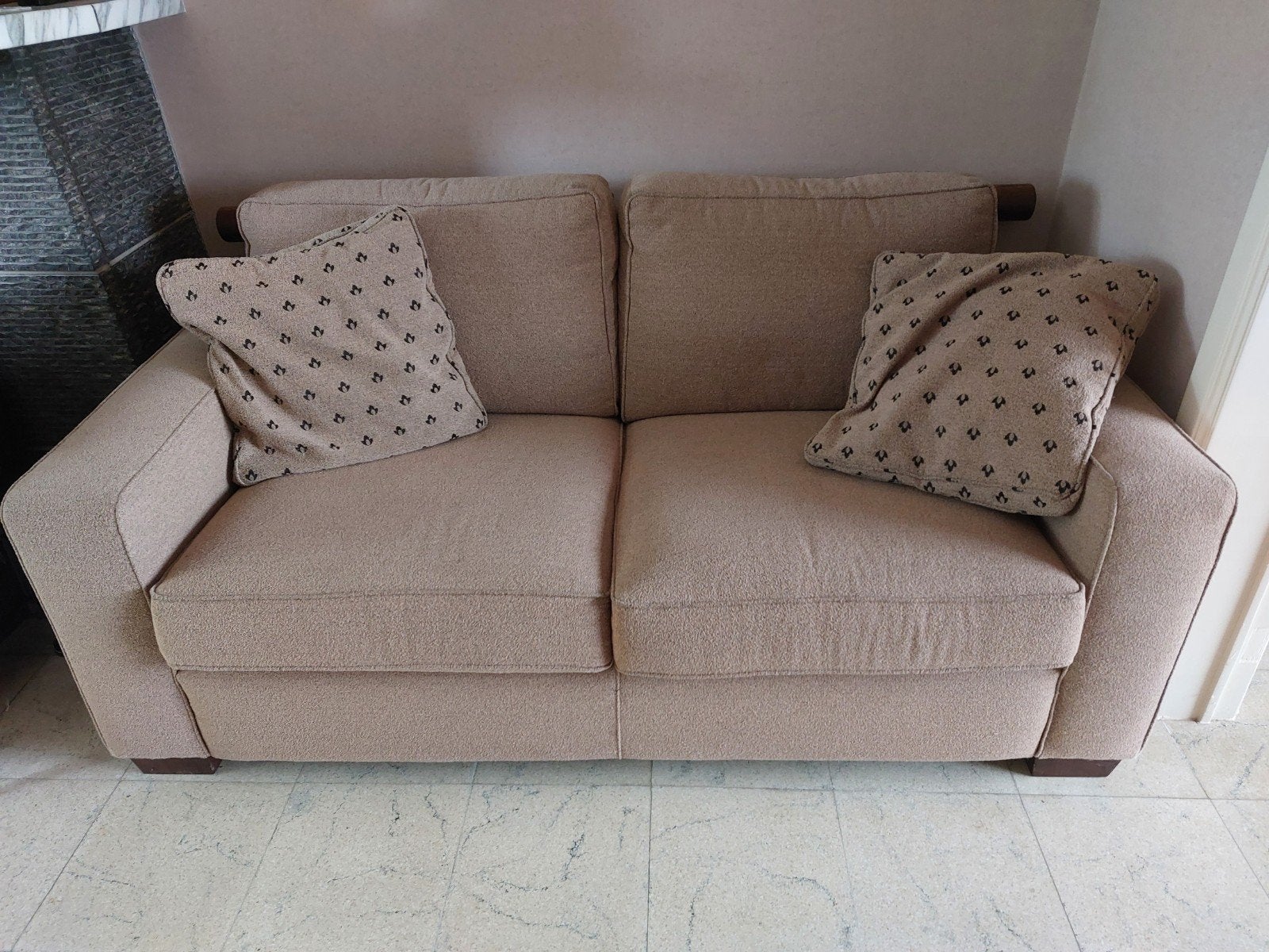 2 places, bon état. Tissu bouclé beige. Marque Derore., 75 à 100 cm, Comme neuf, Enlèvement, Tissus
