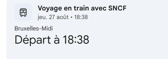 Billet train Bruxelles Paris 27/08, Tickets en Kaartjes, Trein, Bus en Vliegtuig, Eén persoon, Trein, Algemeen kaartje