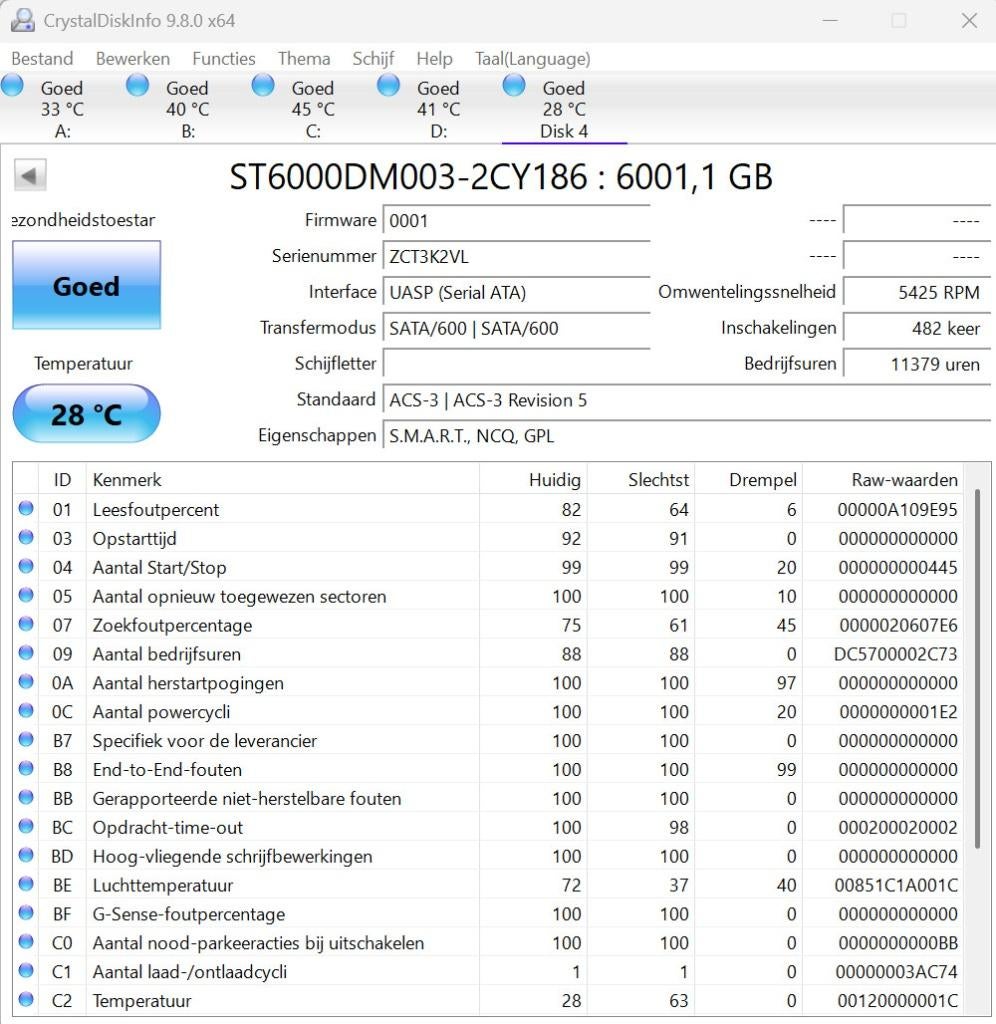 HDD 6TB Seagate, Computers en Software, Intern, Gebruikt, Ophalen of Verzenden, Seagate