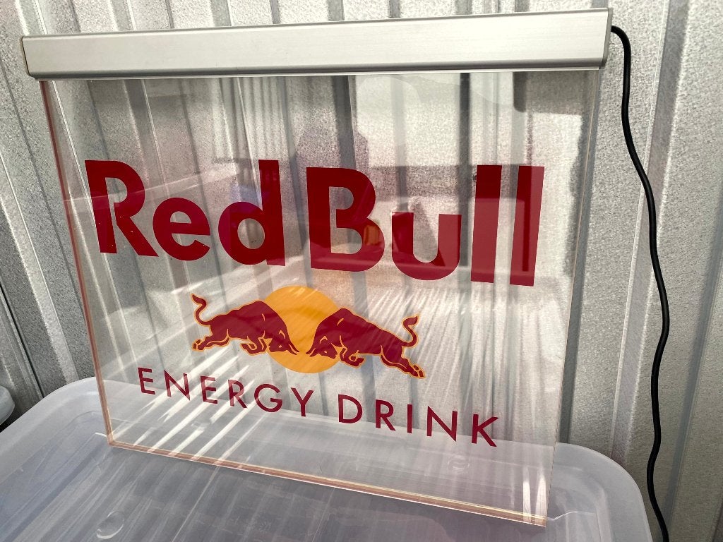 Origineel Red Bull LED reclamebord lichtbak plexiglas, Verzamelen, Ophalen, Gebruikt, Reclamebord