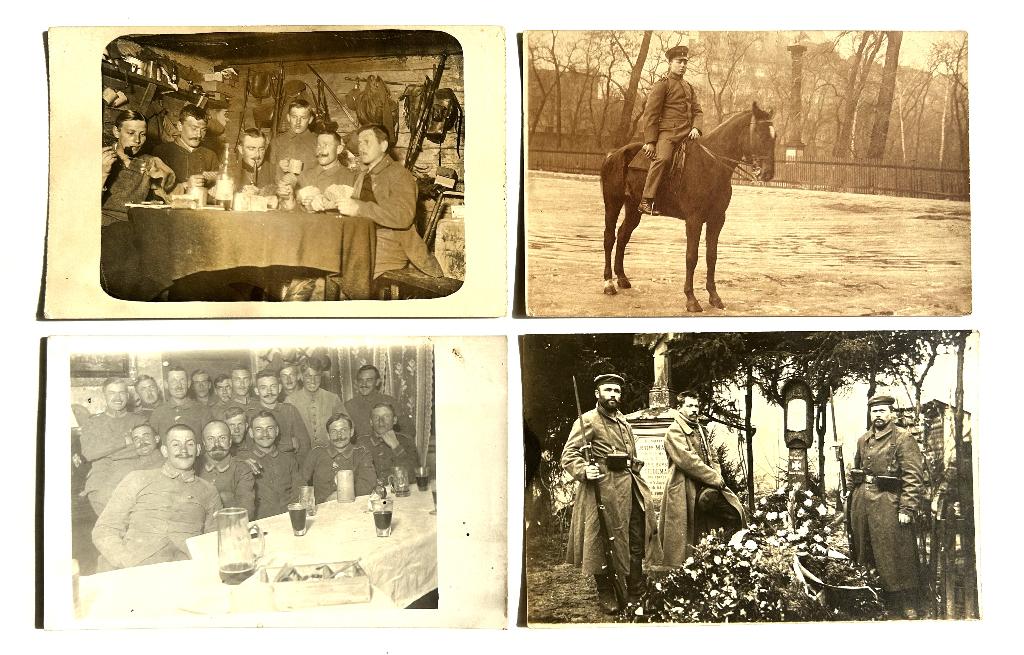 4 postkaarten met Duitse soldaten, WO I, Verzamelen, Ophalen of Verzenden, Overige soorten, Foto of Poster