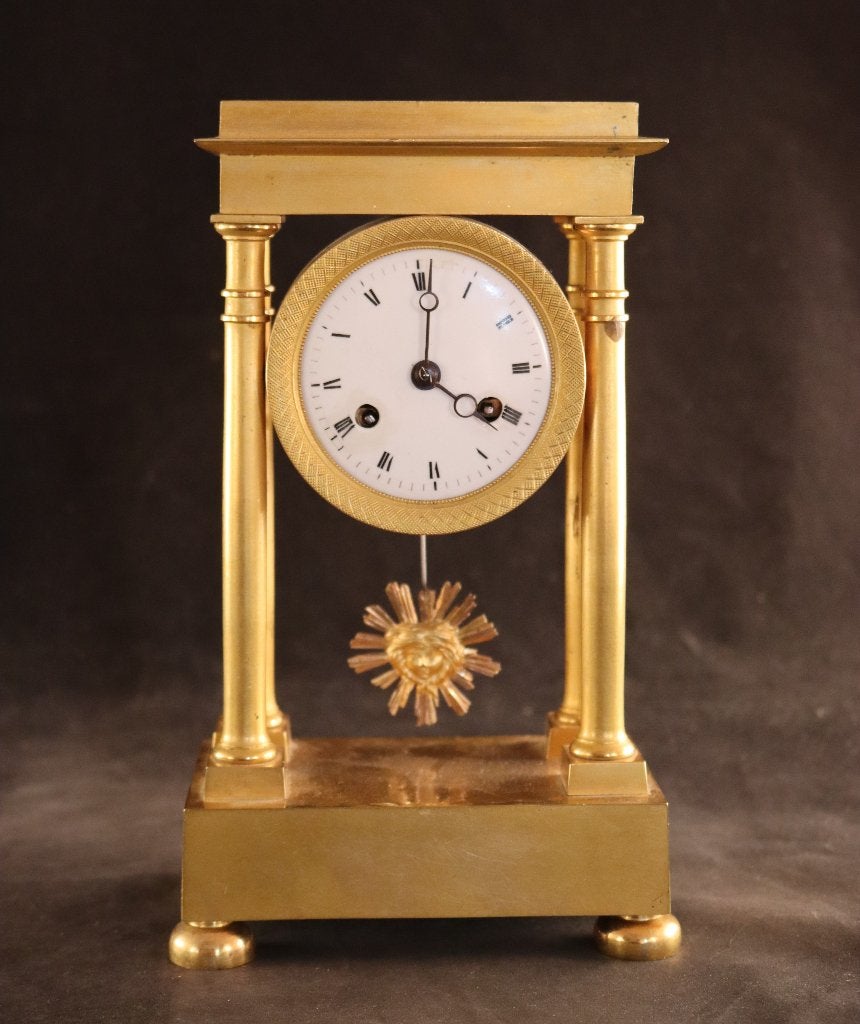 Horloge à colonne Empire miniature en bronze, Enlèvement ou Envoi