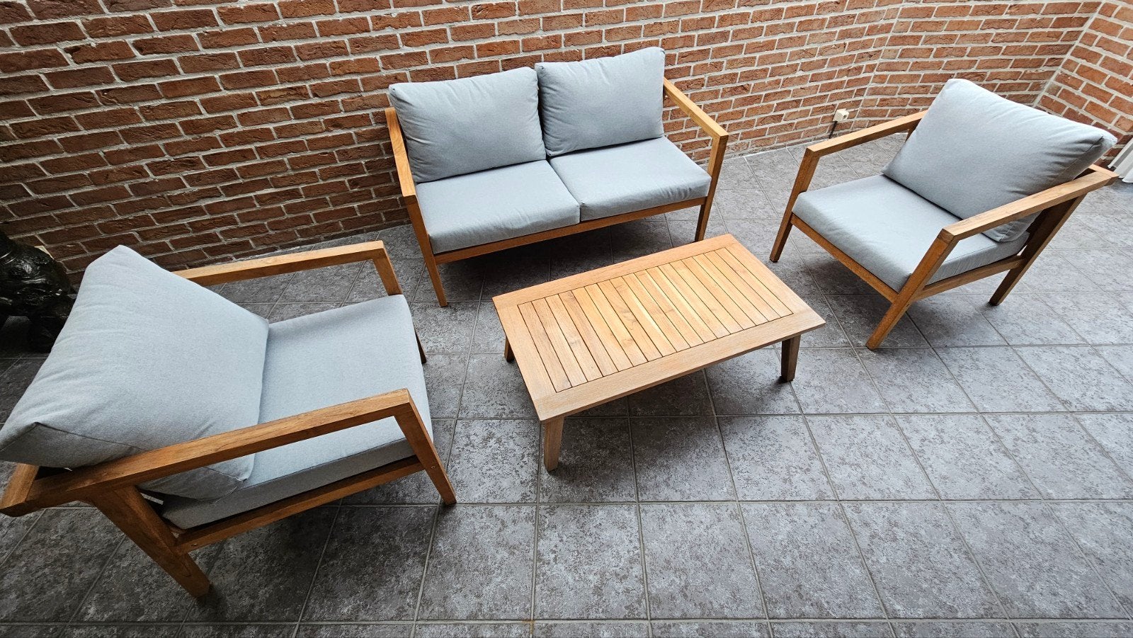 Exotan teakhouten lounge tuinset, Ophalen, 4 zitplaatsen, Gebruikt, Teakhout