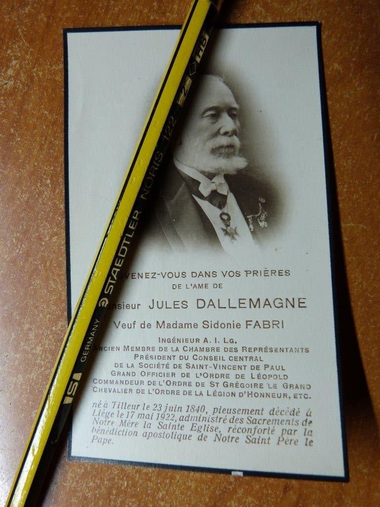 Jules Dallemagne Tilleur 1840 Liége 1922, Envoi, 1920 à 1940, Affranchie, Hainaut