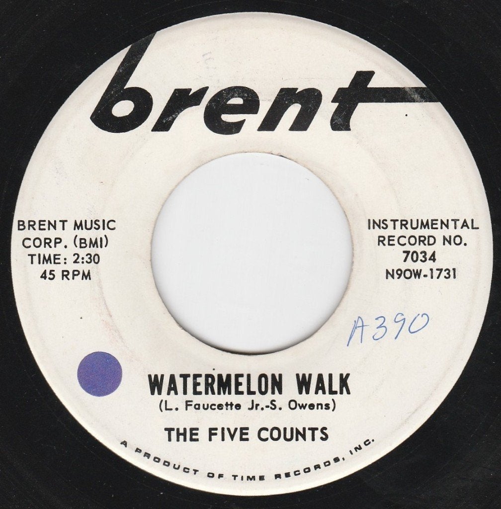 The Five Counts / Watermelon Walk / Popcorn Instr. *, CD & DVD, Enlèvement ou Envoi, 7 inch, Utilisé, Housse de protection extérieure
